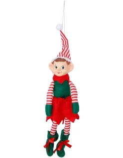 New 🔥 Myer Giftorium Heirloom Red, White And Green Plastic Elf With Stripes ✔️
