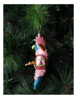Wholesale β¨ Myer Giftorium Merry & Bright Glass Crested Parrot OrnamentPink: 10cm π₯°