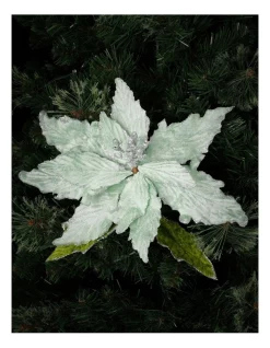Promo 🌟 Myer Giftorium Luxe Fabric And Glitter Poinsettia Pick 50cm In Mint 🔔