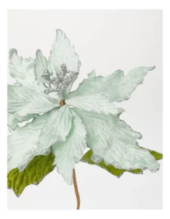 Promo 🌟 Myer Giftorium Luxe Fabric And Glitter Poinsettia Pick 50cm In Mint 🔔 -The Christmas Shop Sales unnamed file 737