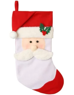 Discount 😀 Myer Giftorium Merry & Bright Fabric & Felt Santa Stocking Red/White 42 Cm 🤩