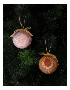 Discount 👏 Myer Giftorium AS X Emma Stenhouse DC & JC Set Of 4 🎁 Christmas Baubles 8cm In Multi 😉