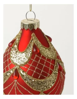 Wholesale 🔔 Myer Giftorium Heirloom Glass Glitter Deco FinialRed: 13cm ⭐ -The Christmas Shop Sales unnamed file 777