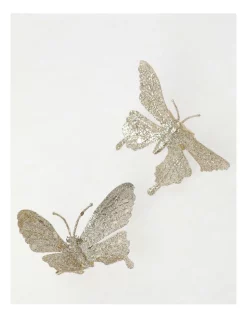 New ✔️ Myer Giftorium Luxe 8-pk Petite Glittered Butterfly Clips In Champagne 🎉 -The Christmas Shop Sales unnamed file 866