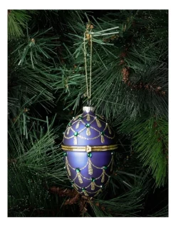 Budget 👍 Myer Giftorium Heirloom Glass Hinged Box Egg OrnamentBlue: 10cm 👍