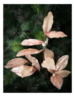 Best Pirce 🎁 Myer Giftorium Luxe Faux Pink Magnolia Leaf Glitter Pick 😉 -The Christmas Shop Sales unnamed file 885