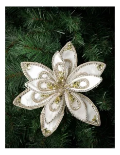 Best deal 🔔 Myer Giftorium Luxe Ivory And Gold Fabric Poinsettia On Clip 👍 -The Christmas Shop Sales unnamed file 888
