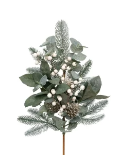 Outlet 𧨠Australian House & Garden Eucalyptus White Berries And Plastic Silver Pinecones Pick β