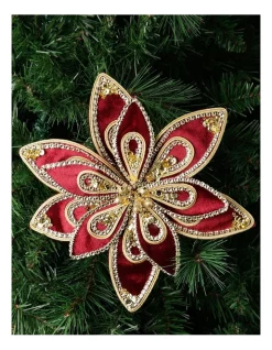 New 🎉 Myer Giftorium Heirloom Velvet Red/Gold Poinsettia Clip-On Ornament 🌟 -The Christmas Shop Sales unnamed file 893