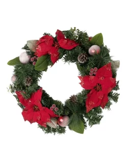 Wholesale ✨ Myer Giftorium Heirloom Red Poinsettia With Baubles And Pinecones Wreath 🤩