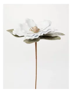 Outlet 😍 Myer Giftorium Luxe Faux Magnolia Flower With Leaves Pick 50cm In White ✔️ -The Christmas Shop Sales unnamed file 946