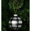Coupon 🧨 Myer Giftorium Modern Holiday Glass Gingham Pattern Bauble 8 Cm In White/Black ✨