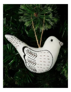 Outlet 🔔 Myer Giftorium Modern Holiday 13cm Fabric Plush Bird Ornament In White 🥰