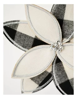 Brand new 🌟 Myer Giftorium Modern Holiday 15cm Fabric Plaid Poinsietta Clip In Black/White ❤️ -The Christmas Shop Sales unnamed file 973