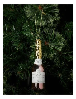 Budget 🧨 Myer Giftorium Luxe Glass Prosecco Bottle Ornament 13 Cm In Pink 🤩