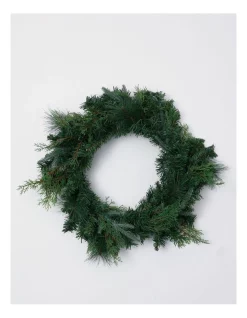 Cheapest 😍 Myer Giftorium Modern Holiday Faux Cedar And Needle Pine Wreath 60cm In Green 🔔