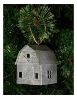 Promo 😍 Australian House & Garden Eucalyptus Paper Barn House Ornament In Silver 🧨